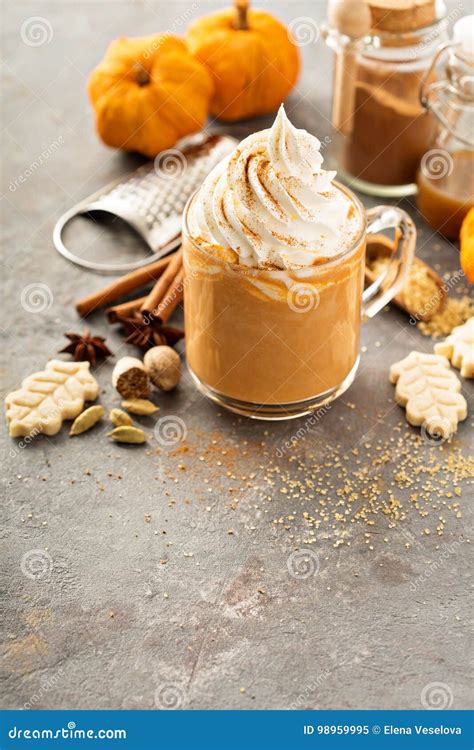 Pumpkin Spice Latte in a Glass Mug Stock Image - Image of cinnamon ...