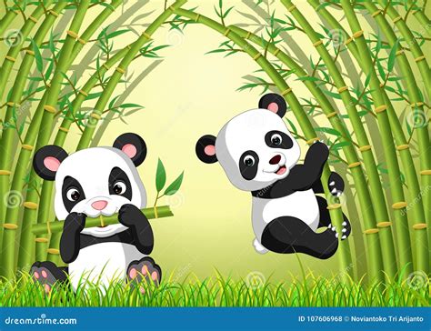 Panda Bamboo Cartoon Vector | CartoonDealer.com #222028509