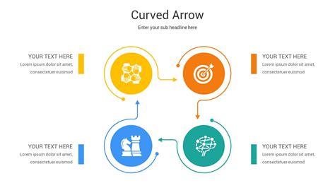 the curved arrow diagram is shown in three different colors and sizes ...