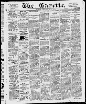 an old newspaper with black and white writing on it, the gazette is in ...