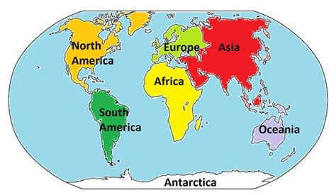 The Seven Continents | Continents and oceans, Fun worksheets for kids, World map picture