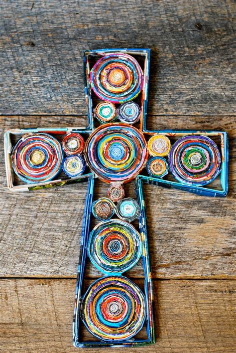 Colorful Cross Wall Hanging - Recycled Paper Cross - Magazine Art ...