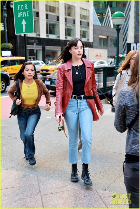 Dakota Johnson Spotted Filming 'Madame Web' Scene with Sydney Sweeney, Isabela Merced, & Celeste ...