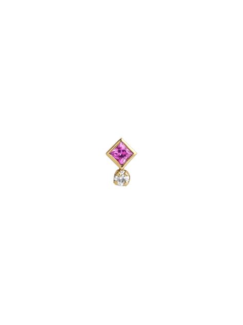 Princess pink sapphire petite tiare stud by Irena Chmura Jewellery | Finematter