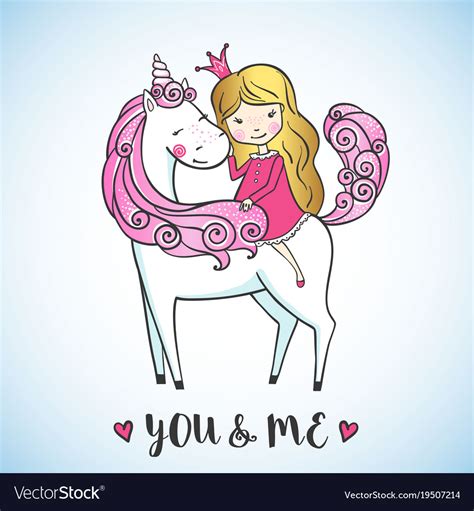 Little girl on a cute unicorn Royalty Free Vector Image