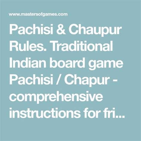 Pachisi & Chaupur Rules (Masters Traditional Games) | Traditional games, Rules, Instruction