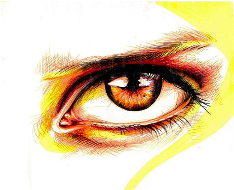 Eye Illustration, using a yellow text marker and coloured biro pens. All rights reserved: DAVE ...