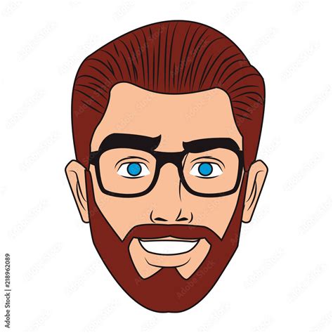 Man face with glasses and beard pop art cartoon vector illustration graphic design Stock Vector ...