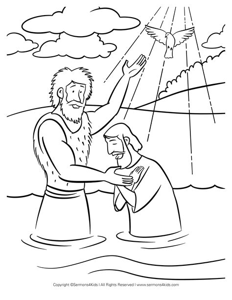 John The Baptist Coloring Pages The Baptism Of Jesus Bible Printables ...