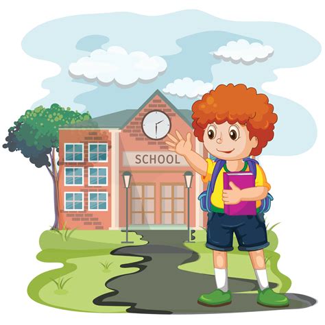 Cute cartoon boy going to school with her backpack vector illustration 20240658 Vector Art at ...