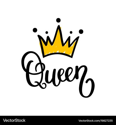 Queen crown calligraphy design Royalty Free Vector Image