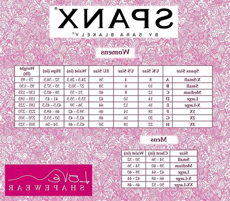 spanx leggings size chart