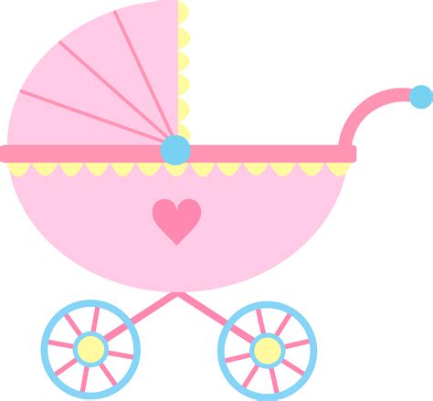 Cute Pink Baby Carriage - Free Clip Art