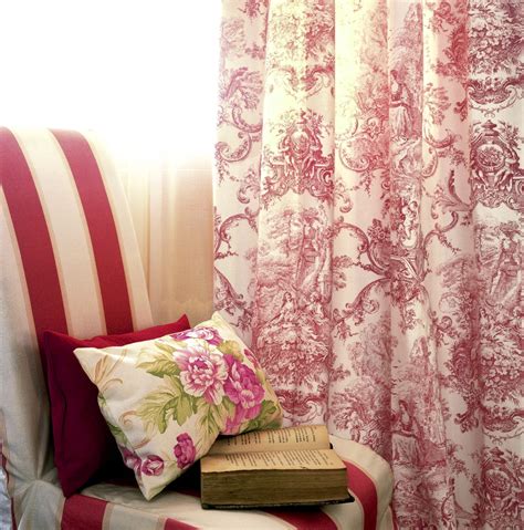 Red Toile French Country Curtains - Christophe Living