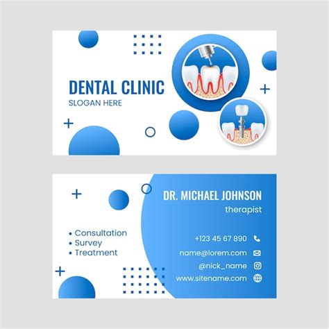 Free Vector | Realistic geometric dental clinic horizontal business card