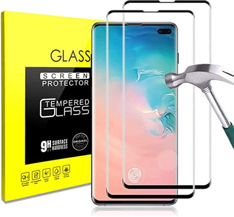 [2 Pack] Tempered Glass Screen Protector for Samsung Galaxy S10 Plus 5G, Tempered Glass ...