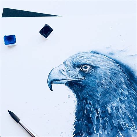 Blue Eagle 💙 on lanaquarelle paper, painted with Lukas watercolor. I ...