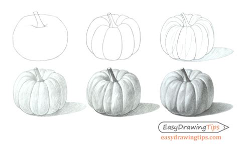 How to Draw a Realistic Pumpkin Step by Step Tutorial - EasyDrawingTips ...