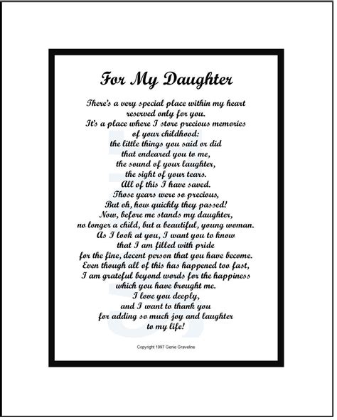 For My Daughter Poem DIGITAL DOWNLOAD Daughter Verse Print - Etsy