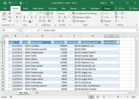 Using Tables in Excel | Deskbright