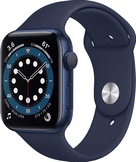 Geek Squad Certified Refurbished Apple Watch Series 6 (GPS) 44mm Blue Aluminum Case with Deep ...