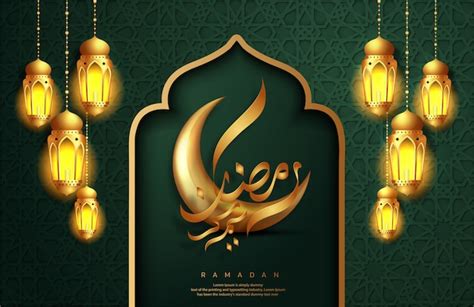 Premium Vector | Ramadan kareem greeting card design. golden crescent ...