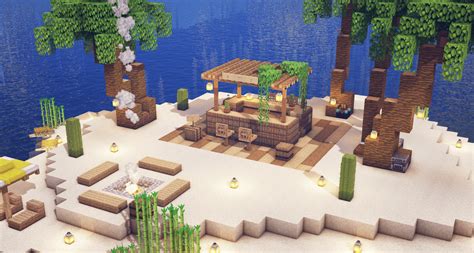 Tiki Bar on a tropical island : r/Minecraft