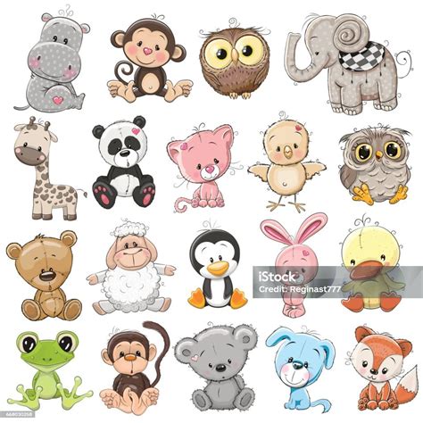 Set Of Cute Animals Stock Illustration - Download Image Now - Animal, Cartoon, Cute - iStock