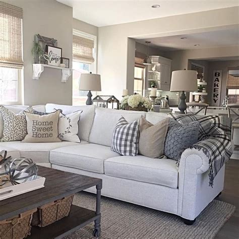 Farmhouse Living Room Ideas With Grey Couch