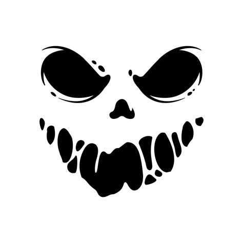 Scary Ghost Horror Face Silhouette Vector For Carving On Halloween Pumpkin 2756727 Vector Art at ...