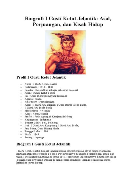 Biografi I Gusti Ketut Jelantik | PDF