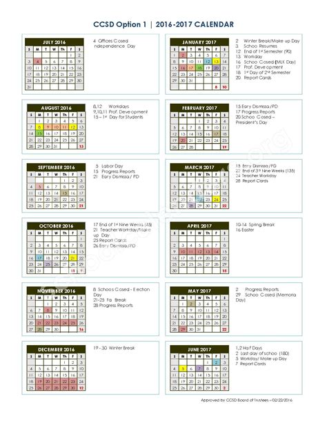 2016 - 2017 School Calendar | Charleston County School District – Charleston, SC