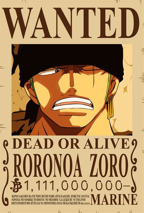 RORONOA ZORO bounty wanted poster one piece new update vintage | Zoro, Zoro one piece, Roronoa zoro