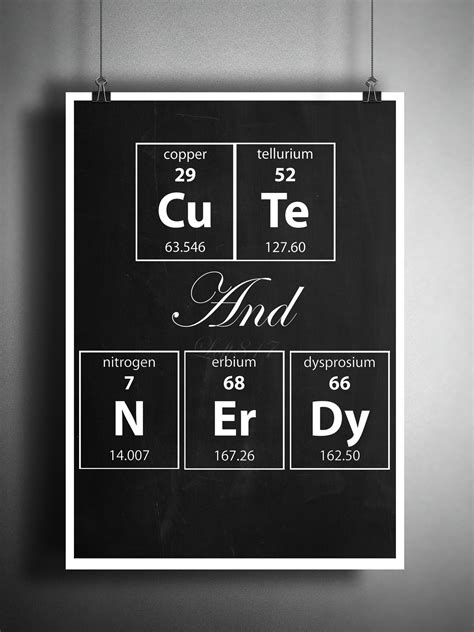 Cute and Nerdy, Periodic table art print, nerdy art, gift for her, geeky wall art quote Tree ...