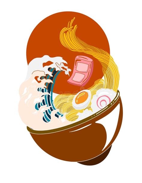 Traditional Japanese Ramen and Wave for Restaurant Printing on ...