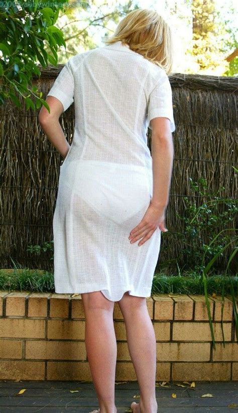 Elegant Sheer White Dress with a Subtle Visible Panty Line