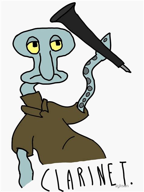 "Bad Squidward holding clarinet" Sticker for Sale by sykoen | Redbubble