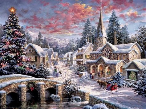 🔥 Free Download Christmas Village Scene Wallpaper Happy Holidays by ...