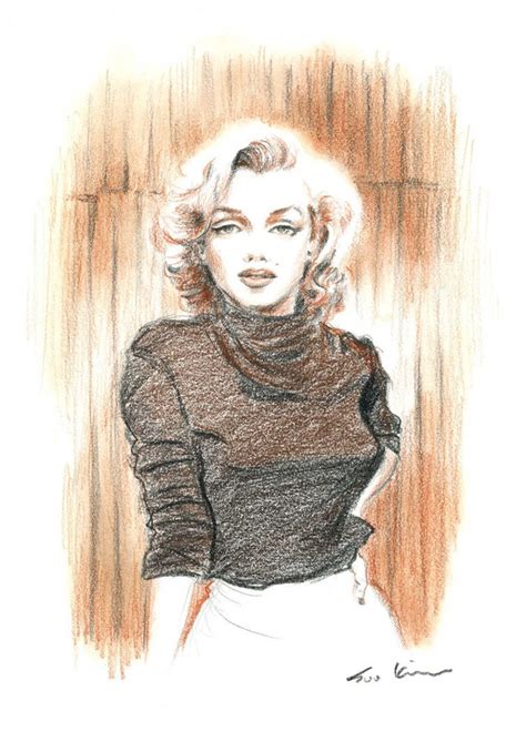 Marilyn Monroe Conte Pencil Drawing Brown Sepia Retro | Etsy