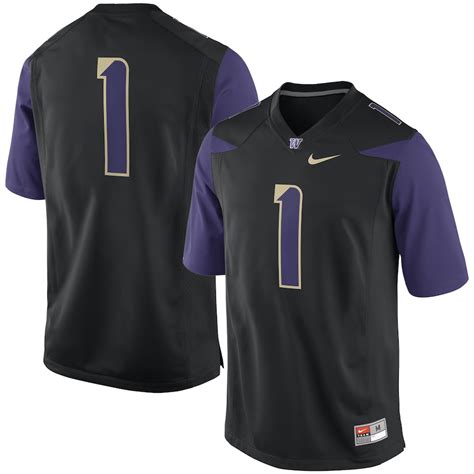 Nike #1 Washington Huskies Black Replica Football Jersey