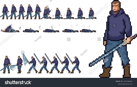 Man Pixel Art Sprite Sheet Animation Stock Vector (Royalty Free) 2191246457 | Shutterstock