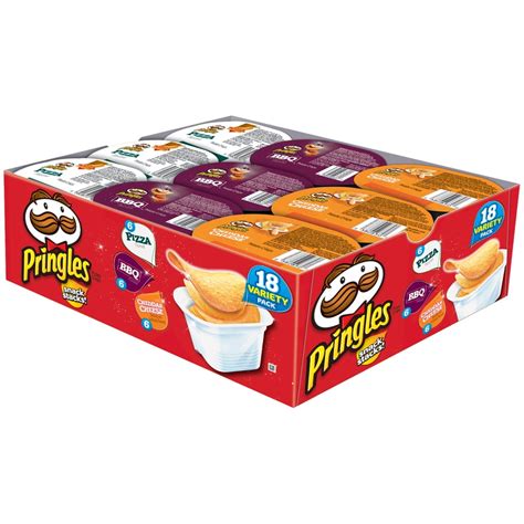 Pringles Snack Stacks Pizza, BBQ, Cheddar and Cheese Variety Potato Crisp Pack, 0.74 Oz., 18 ...