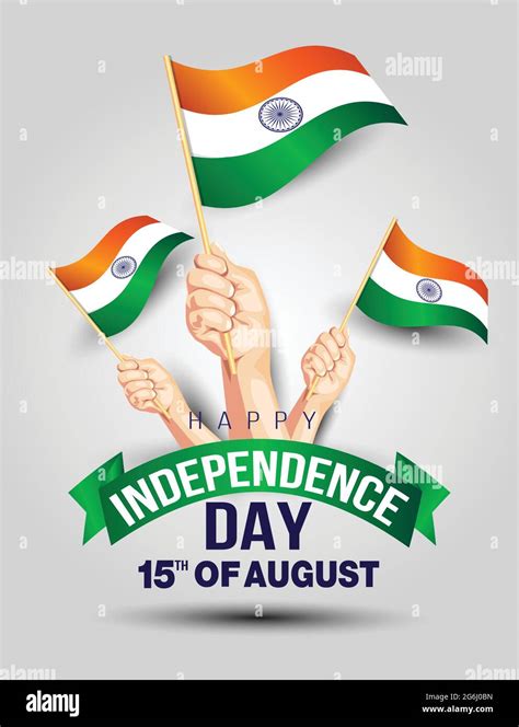 Independence Day India. men's hand holding Indian flag. Greeting banner ...