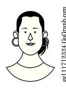 890 Woman Face Avatar Profile Picture Black And White Cartoon | Royalty Free - GoGraph