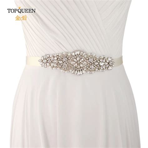 TOPQUEEN S394 bridal rhinestone belt for wedding dress silver belt wedding dress belt diamond ...