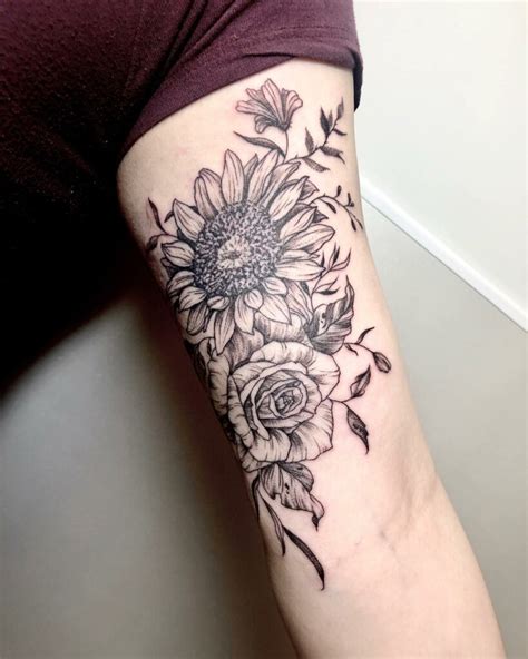 11+ Sunflower And Roses Tattoo Ideas That Will Blow Your Mind!