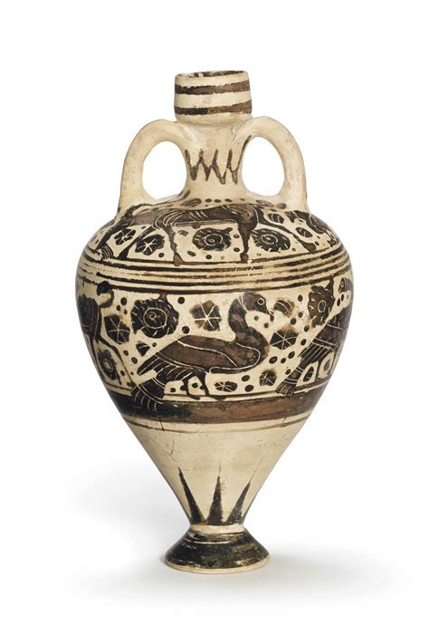 A CORINTHIAN POTTERY AMPHORISKOS , MIDDLE CORINTHIAN, CIRCA 600-575 B.C ...