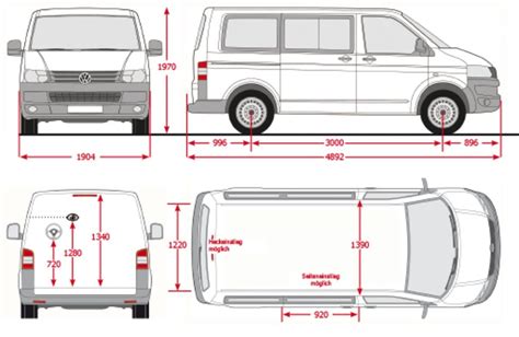 Image result for dimensions of t5 transporter 07 | Vw t5 interior, Vw ...