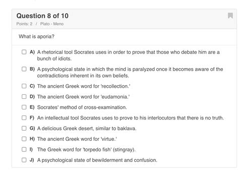 Solved Question 7 of 10 Points: 1 / Plato - Meno Why does | Chegg.com