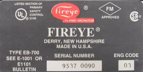 NEW FIREYE E110 FLAME MONITOR EP160 E1R1 EB-700 - SB Industrial Supply, Inc.